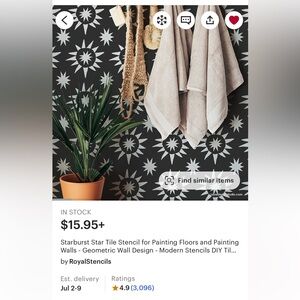 BRAND NEW NEVER USED Star Burst Wall Stencil